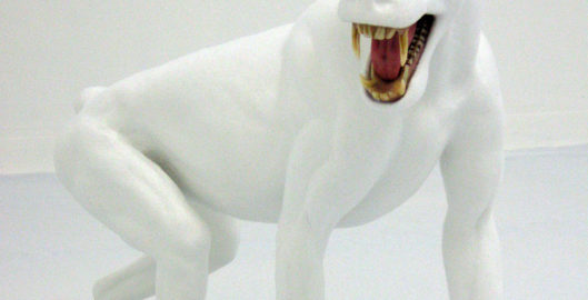 Abstract alpine primate sculpture (white)